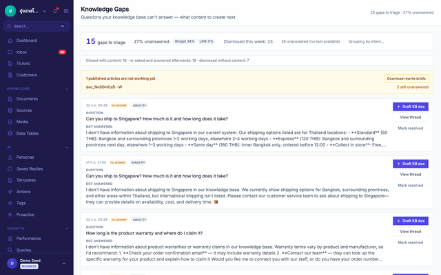 What it could not answer becomes the next article — Puccha Store (demo)