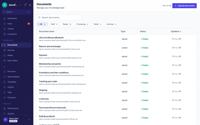 Give it the documents — Puccha Store (demo)